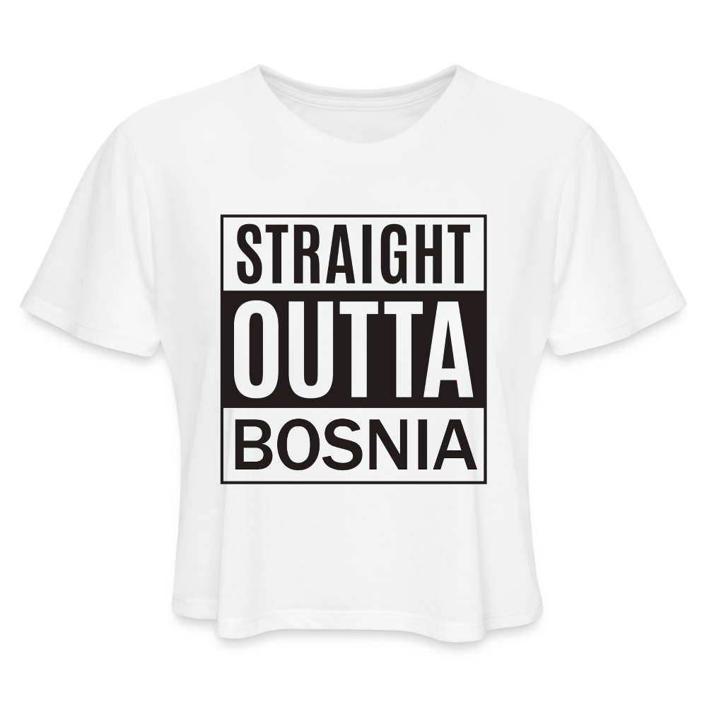 Straight outta Bosnia | Kratka zenska majica - white