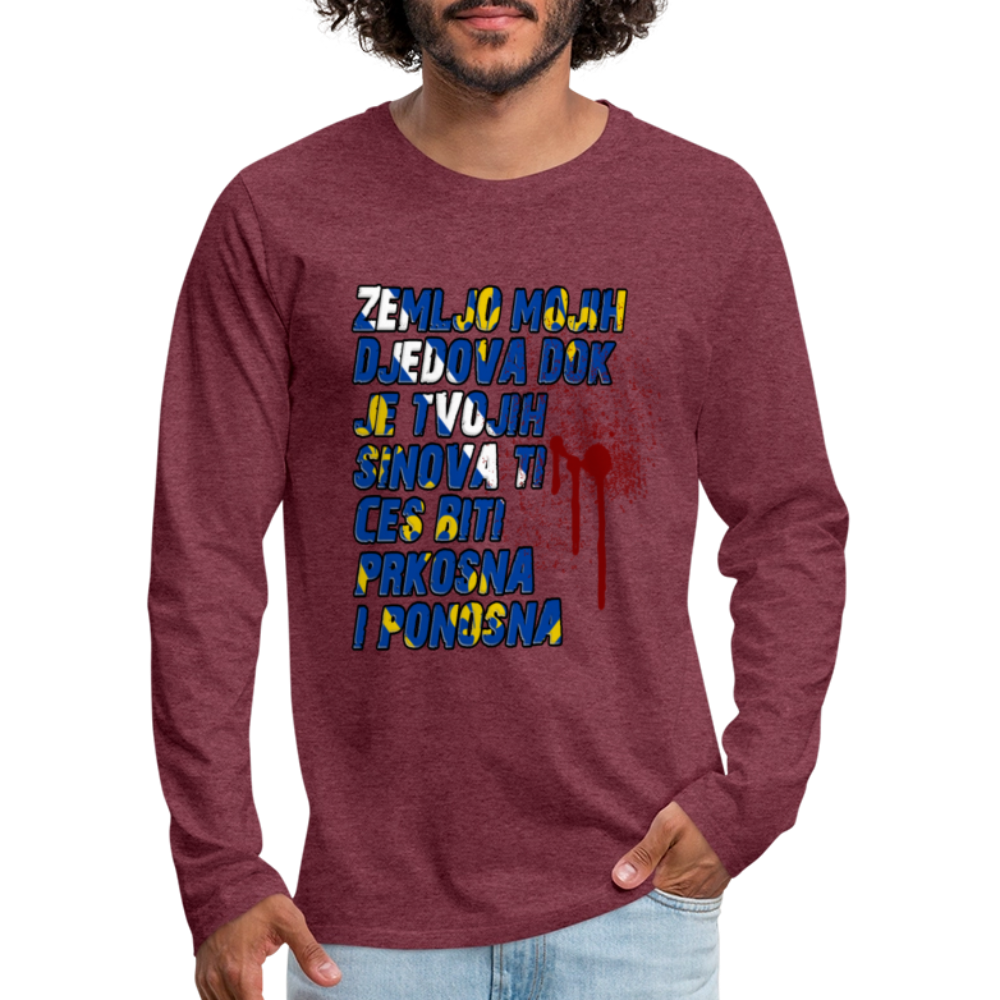 Zemljo mojih djedova | Majica dugi rukav - heather burgundy