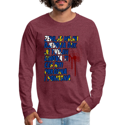 Zemljo mojih djedova | Majica dugi rukav - heather burgundy