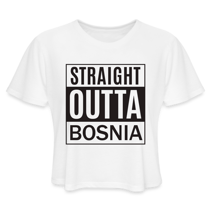 Straight outta Bosnia | Kratka zenska majica - white