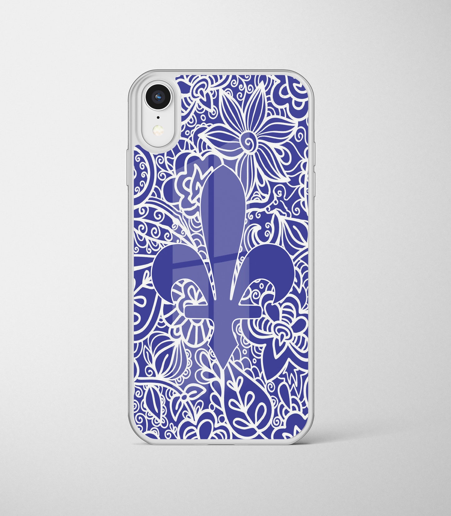 plavi ljiljan | premium staklena maskica – maskica sa simbolom ljiljana