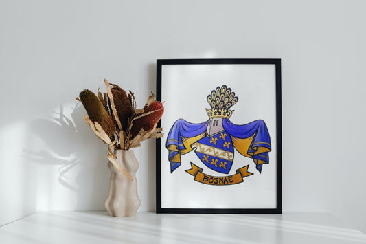 kotromanići | slika (poster) – slika sa simbolima srednjovjekovne bosne i kotromanića